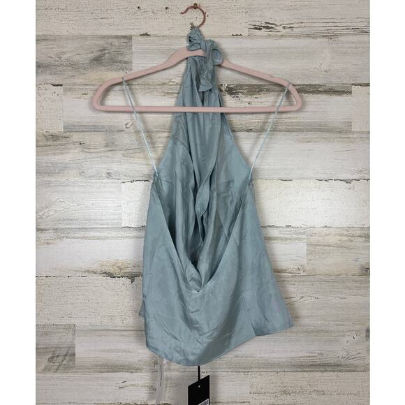 Reformation womens medium aqua blue holt sleeveless halter neck top new open - Picture 4 of 7